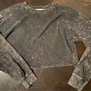 Women's Black Acid Wash Crop Top 100% cotton